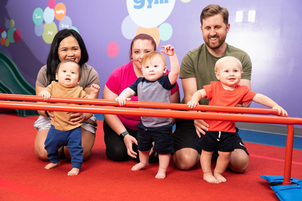 3 Toddlers and their parents at the little gym